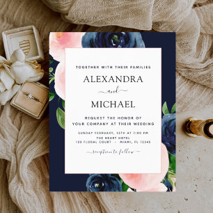 Marinho de Orçamento Casamento Floral Cor-de-Rosa