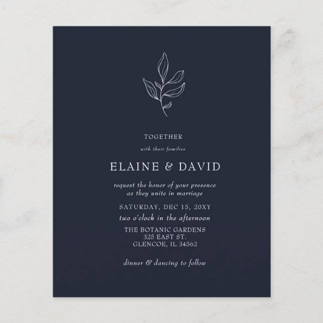 Marinho de Orçamento Convites Botânicos Modernos p (Frente)