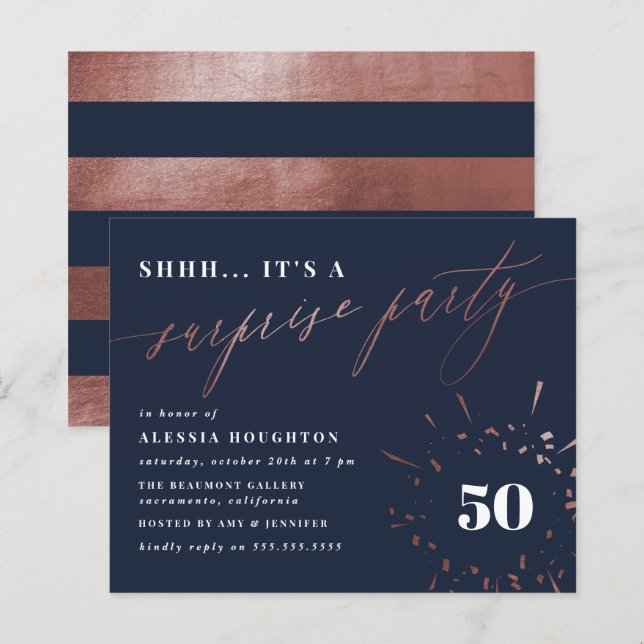 Marinho de orçamento e Rosa Dourado de script Part (Frente/Verso)