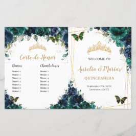 Marinho de Orçamento Emerald Floral Quinceañera