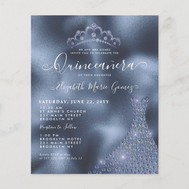 Marinho de orçamento Royal Blue Diamond Tiara Quin (Frente)