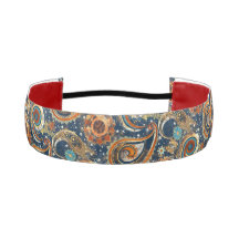 Marinho de padrão Celestial Paisley Blue & Dourado