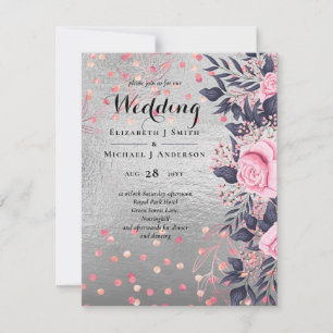 Marinho de Prata LeahG Rosegold PInk Casamento Flo