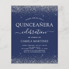 Marinho de Quinceanera Blue Silver Glitter