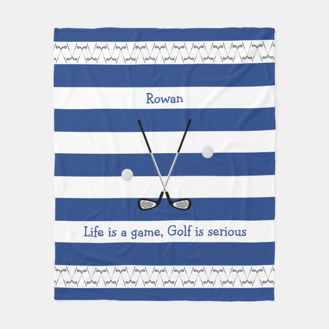 Marinho de tacos brancos de golfe cobertor de velo (Frente)