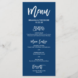 Marinho do Menu Casamento com Letra Chic Mão Azul