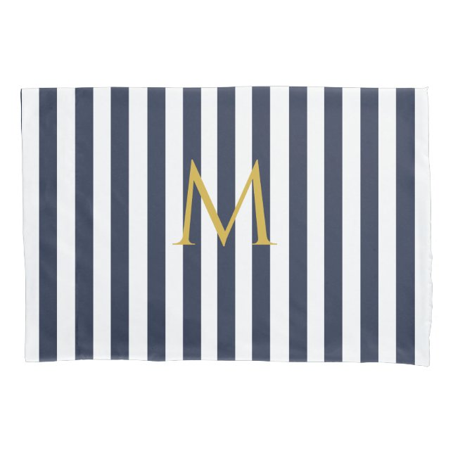 Marinho do Monograma da Vintage, , Stripes Azul e  (Frente)