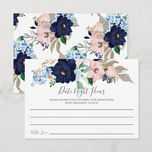 Marinho e cartão de ideias noturnas para data de i (Frente/Verso)