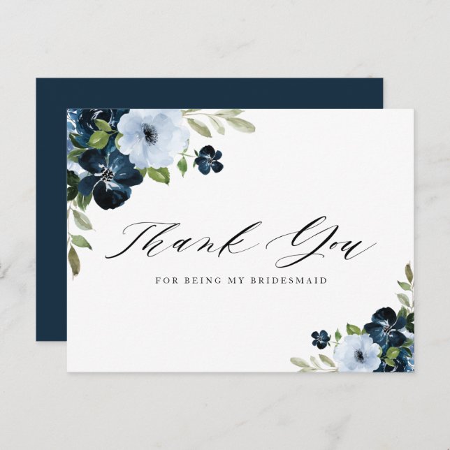 marinho e Cartões de agradecimentos azul-claro da  (Frente/Verso)