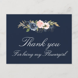 marinho e cartões de agradecimentos floral com pin