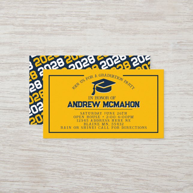 Marinho e convites para minigraduação Dourada (Navy Blue & Yellow Gold Mini Graduation Invites for Friends, Team Mates or as Inserts!)