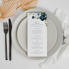 Marinho e menu de casamento azul claro