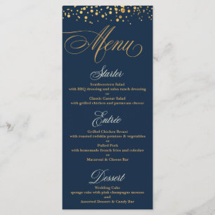 Marinho e Menu de Casamento de Confetti Glitter Do