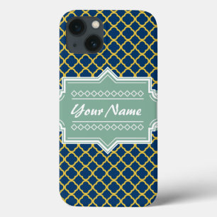 Marinho e Quatrefoil de Mint Personalizados