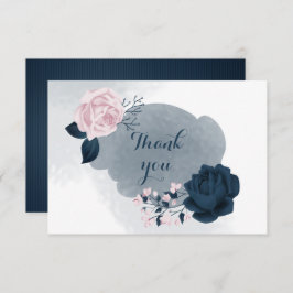 marinho elegante e cartões de agradecimentos flora