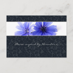 Marinho escuro Damasco Floral rsvp com envelope