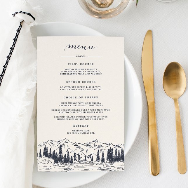 Marinho escuro | Menu de Casamento de Esquetes Mon (Criador carregado)