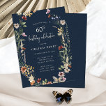 Marinho Floral 60º Convite de aniversário<br><div class="desc">Marinho Azul Floral 60º Convite de aniversário. Este na moda e elegante convite de 60 anos apresenta lindas flores de aquarela pintadas à mão,  organizadas como uma bela coroa com um elegante script escrito à mão. Encontre itens correspondentes na Coleção de Casamentos de Flor Selvagem Azul-Marinho.</div>