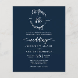 MARINHO Floral  Azul Monograma Foto Casamento