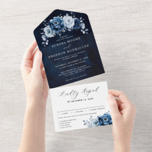 Marinho Floral Botânico Dusty Blue Slate Todos