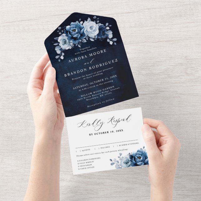 Marinho Floral Botânico Dusty Blue Slate Todos (Aba destacável)