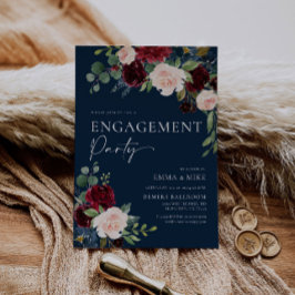 Marinho Floral Burgundy Noivado Blush Convite