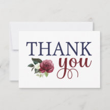 Marinho Floral de Aquarela e Cartões de agradecime