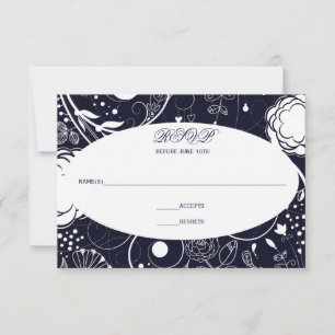 Marinho floral do teste padrão/branco - RSVP