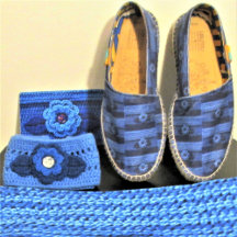 Marinho Floral Único Artisan Crochet Impressão