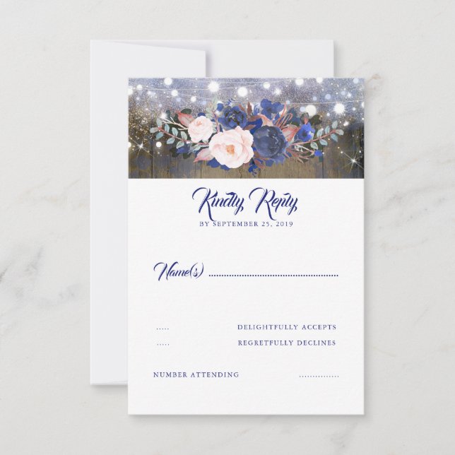 Marinho Florals Rustic Wedding RSVP (Frente)