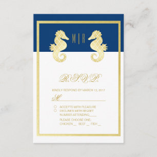 Marinho formal RSVP Wedding Dourado do cavalo