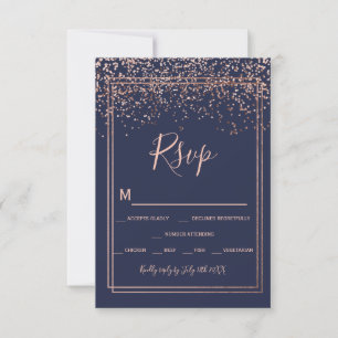 marinho gold confetti Rosa script border rsvp