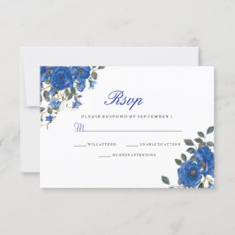 Marinho Indigo Blue Flowers Casamento RSVP