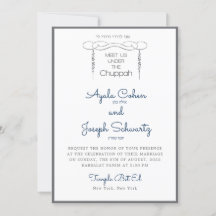 Marinho Judeu Chuppah e Convite para Casamento de 