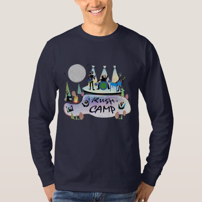 Marinho longo básico RushCamp do t-shirt da Capa (Frente)