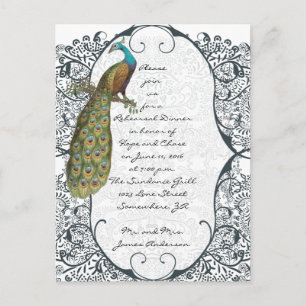 Marinho Love Bird Damask Janta Convite para ensaio