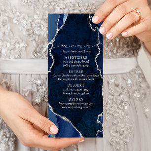 Marinho Marble e Silver Agate Menu de Casamento