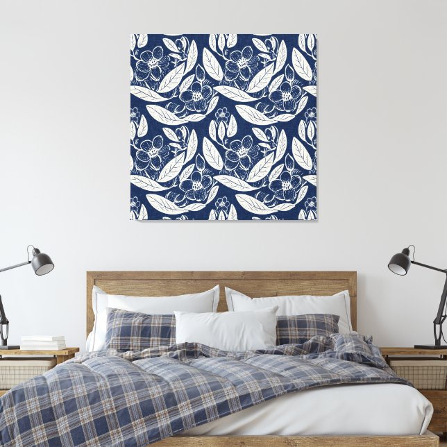 Marinho Masculino Efeito Azul Indigo Impressão Flo (Insitu(Quarto))