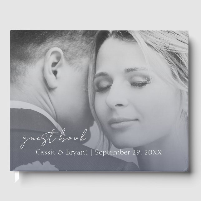 Marinho Moderno Elegante Livro de Convidados Blue  (Frente)