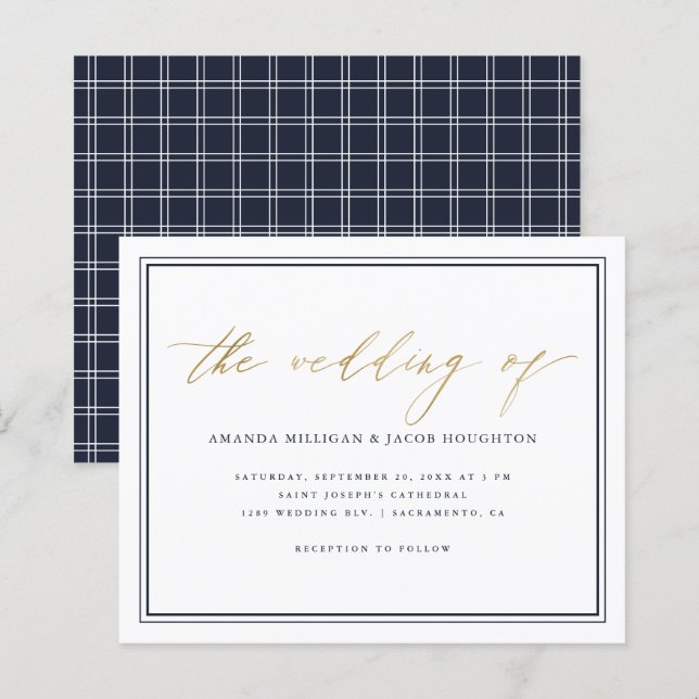 Marinho Náutico e Casamento de Script Dourado da C (Frente/Verso)