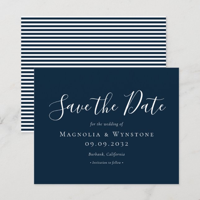 MARINHO ORÇAMENTAL Casamento Azul Salvar Data (Frente/Verso)