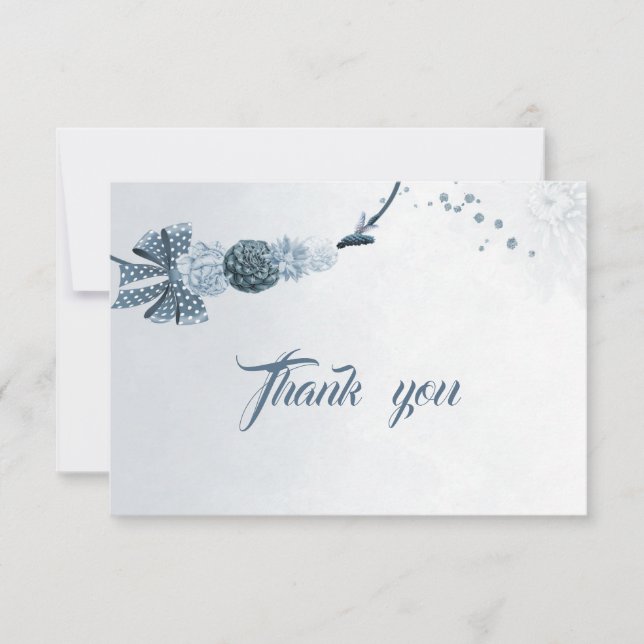 marinho poeirento flores azuis e cartões de agrade (Frente)