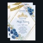 Marinho Rosa Azul Mis Quince Convite<br><div class="desc">Marinho Azul Rosas Mis Quince Convite Mis Quince Anos,  15 Aniversário, </div>