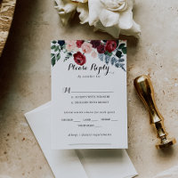 Marinho Rosa-Rosa Floral Menu Escolha de Casamento