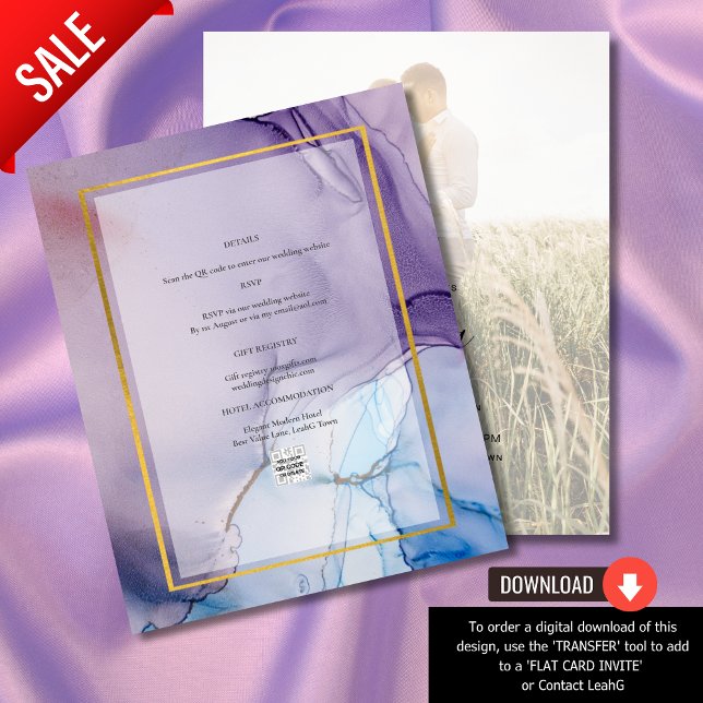 Marinho Roxo Convite de casamento Dourado Azul (Criador carregado)