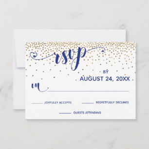 Marinho RSVP Calligraphy with Hearts, Confetti Dou