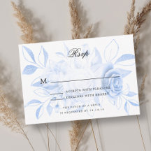 Marinho RSVP de Casamento Elegante Blue Watercolor