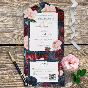 Marinho Russo Blue Peach & Burgundy Floral Código 