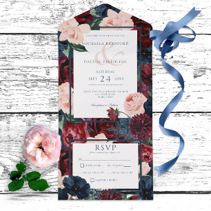 Marinho Russo Blue Peach & Burgundy Janta Floral