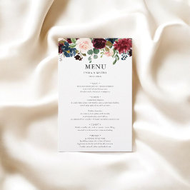 Marinho Rustic Burgundy Blue Floral Menu